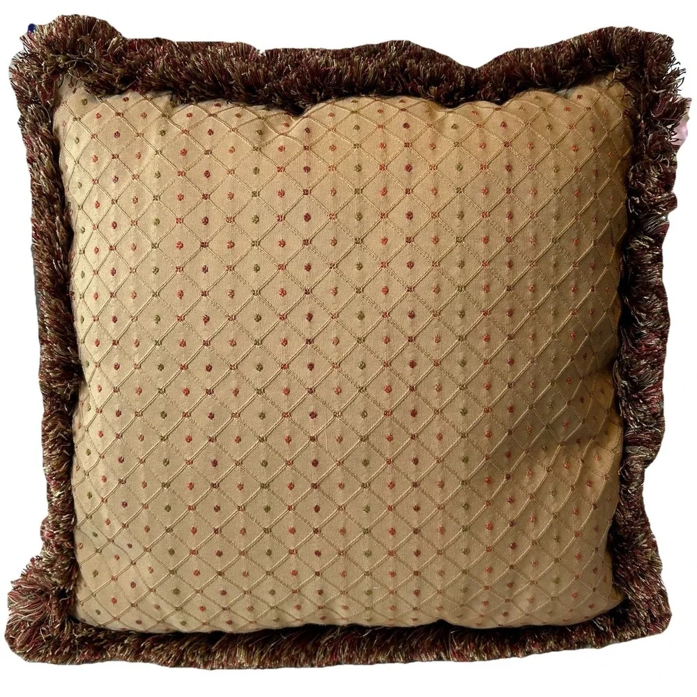 Biltmore For Your Home Throw Pillow set Balls & Fringe Red tan gold brown Lumbar